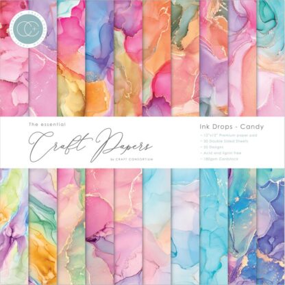 Craft Consortium 12X12 paper pad Ink Drops Candy