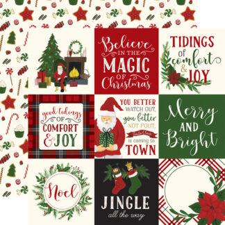 Echo Park Here Comes Santa Claus 4X4 Journaling Cards 12X12 paper