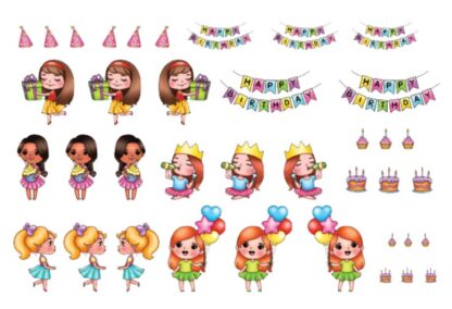 SBS - Coloured Die cut Pieces - Cute Girls Birthday Celebration