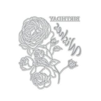 Couture Creations - LetterPress Plates - Birthday Wishes Floral CO729101