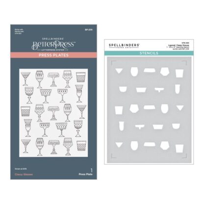 Spellbinders BetterPress Plates/Stencil bundle - Classy Glasses