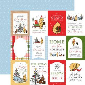 Echo Park - Winnie the Pooh Christmas - 3X4 Journaling Cards 12x12 Paper