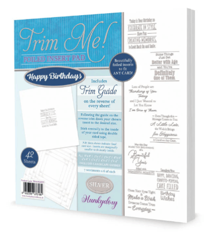Hunkydory - Trim Me! Foiled Insert Pad Happy Birthdays Silver