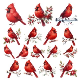 SSD - Classic Christmas Cardinals Ephemera STANDARD cardstock