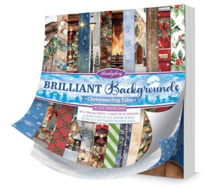 Hunkydory - Christmas Dog Tails Brilliant Backgrounds 8X8 paper pad