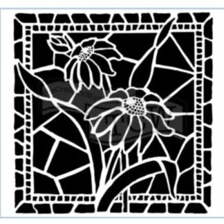 TCW - 6X6 Stencil - Mini Stained Glass Daisies TCW657s