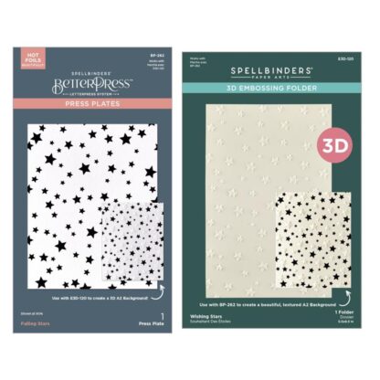 Spellbinders - Falling Stars Press Plate & Wishing Stars 3D embossing folder Bundle