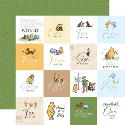 Echo Park - Winnie the Pooh BABY- 2X2 Journaling Cards 12x12 Paper