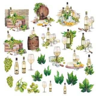 SSD - Wine O Clock Whites Ephemera STANDARD cardstock