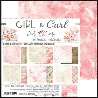 Craft O'Clock - Girl & Curl 8X8 BASIC Papers set