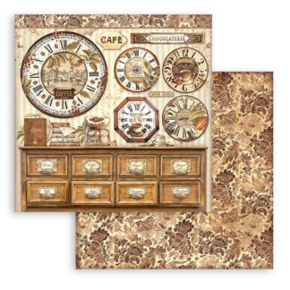 Stamperia - Coffee and Chocolate - 12X12 paper - Clocks